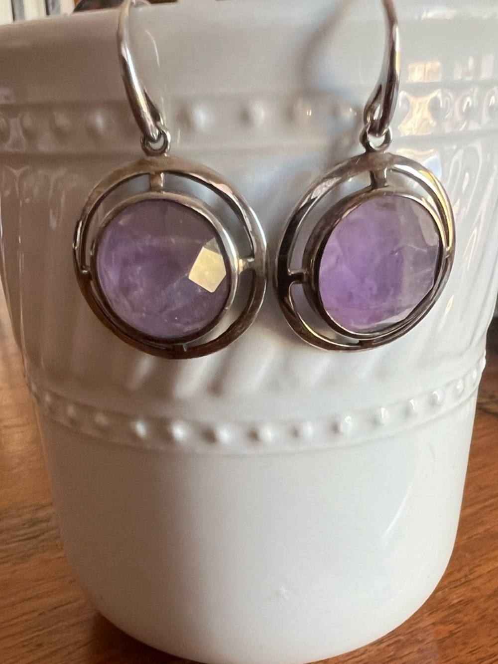 Rutilated Purple Amethyst Sterling Silver Drop Earrings! Sedona AZ Estate